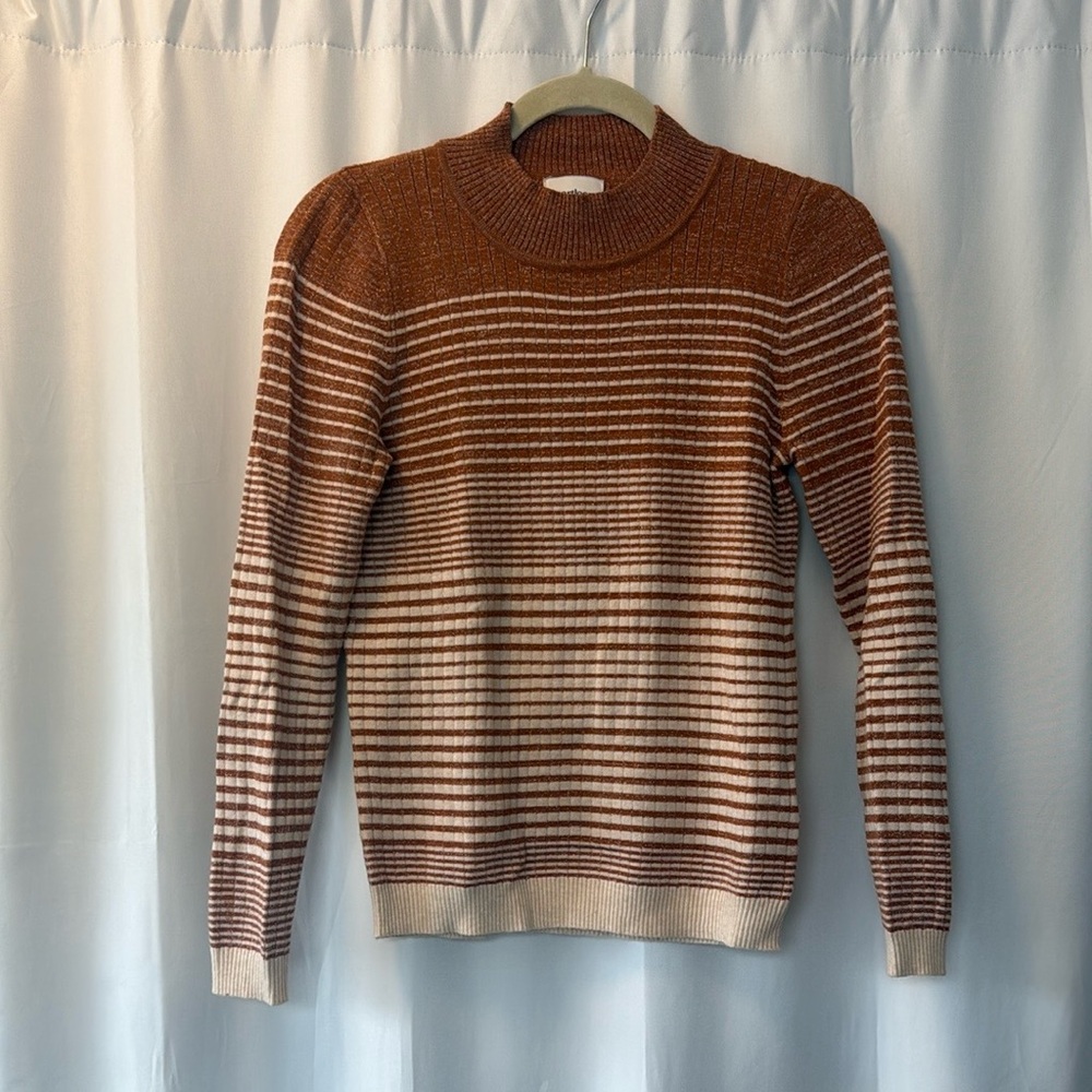 Striped Burnt Orange and Cream Heartloom Sweater